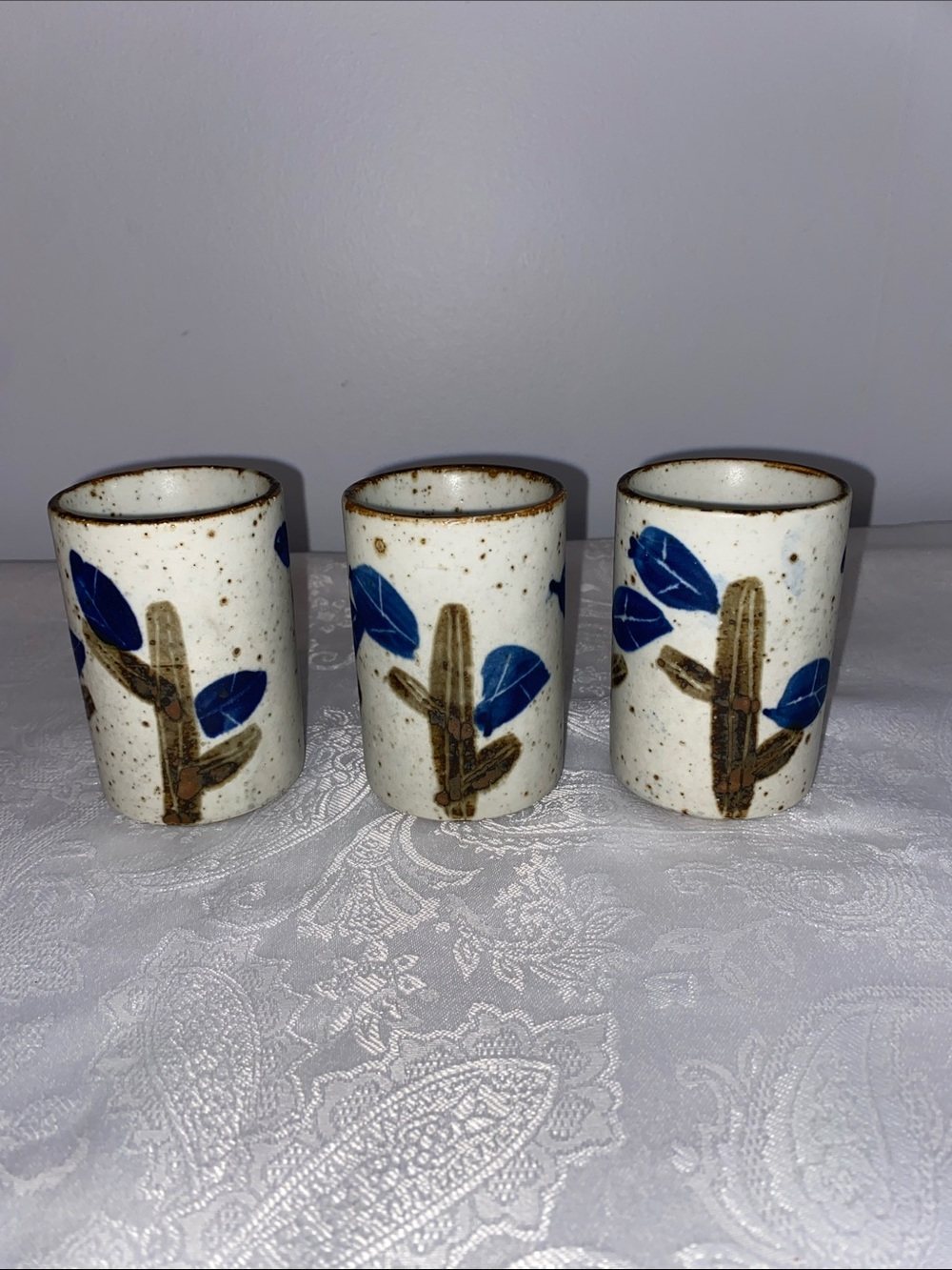 Set of 3 Vintage Otagiri stonewear cups, 3.5” tall